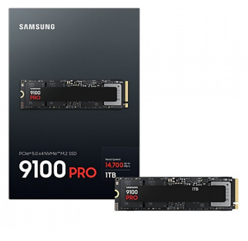 Samsung 9100 PRO NVMe M.2 SSD, 1TB, PCIe 5.0, 14,700 MB/s Read, 13,300 MB/s Write, Internal SSD for Gaming, Video Editing and AI, Black, MZ-VAP1T0BW