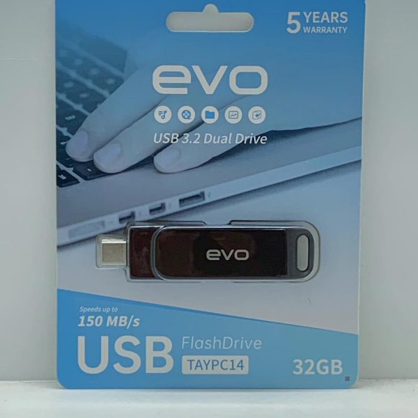 evo c14 32GB  USB 3.1 Type-C and Type-A Flash Drive, Up to 150MB/s Read1